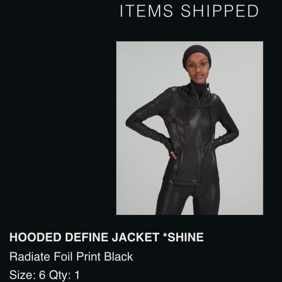 Lululemon Hooded Define Jacket Shine [Sz 6] | Radiate Foil Print Black - Picture 13 of 13